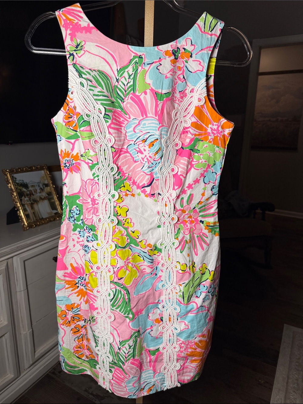 Lilly Pulitzer Floral Lace-Trim Sleeveless Shift Dress - Pink Multi
